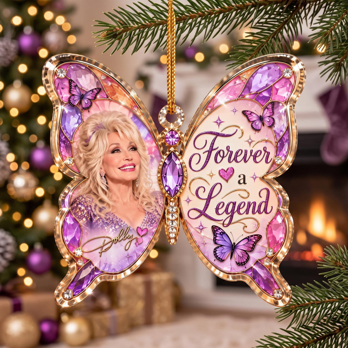 Dolly Parton Memorial Christmas Acrylic Ornament, Butterfly Christmas Keepsake Gift 686522 WFD