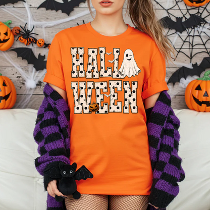 Retro Halloween White Dots Dark Shirt, Vintage Ghost Tee, Halloween Gift For Men & Women 686054