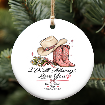 Dolly Parton Tribute Christmas Ceramic Ornament, I Will Always Love You Memorial Gift 686153