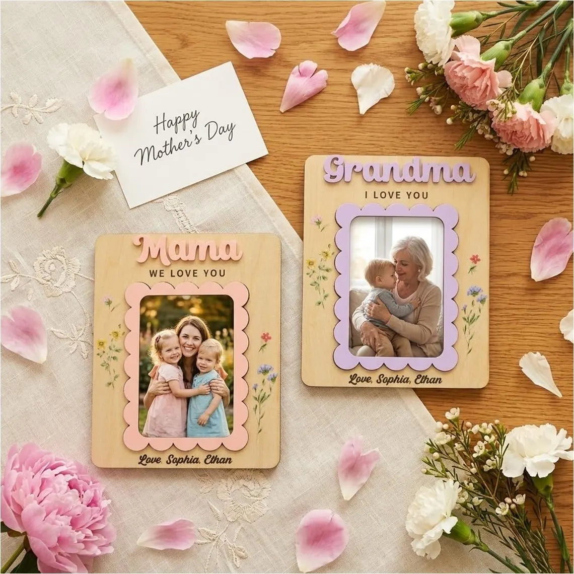 Personalized I Love You Mama Photo Magnet | Mothers Day Picture Frame | Gift For Mom,Grandma 684675
