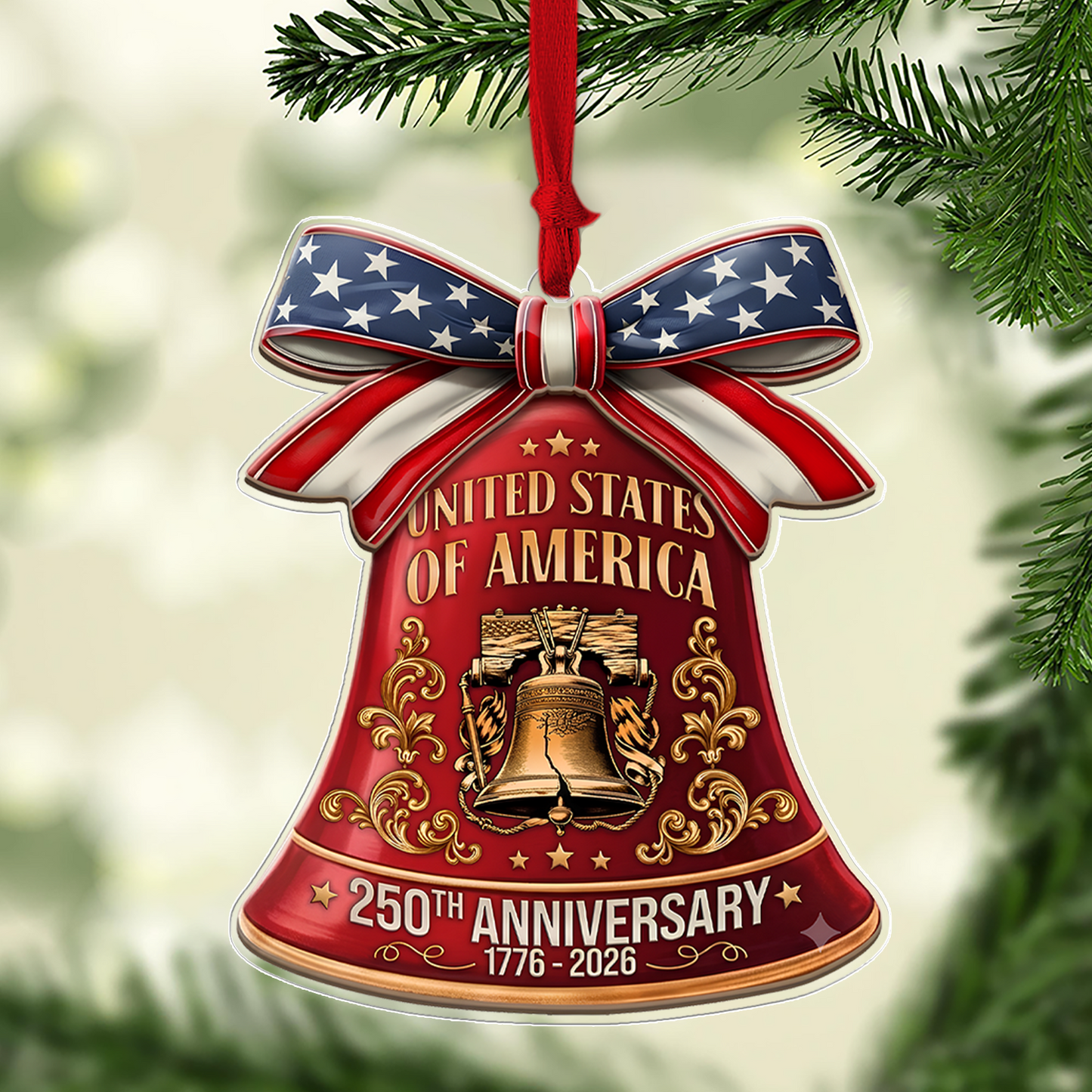 250th Anniversary USA Acrylic Ornament, Patriotic Christmas Ornament, Liberty Bell Holiday Decor 685824