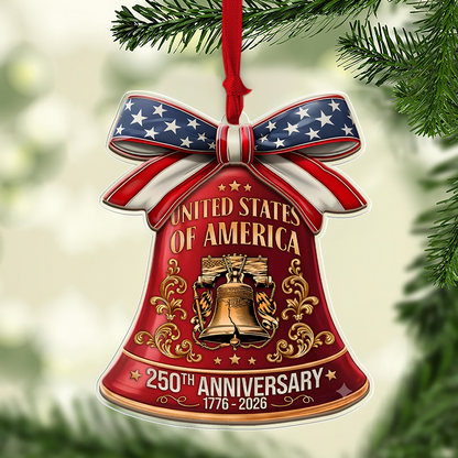 250th Anniversary USA Acrylic Ornament, Patriotic Christmas Ornament, Liberty Bell Holiday Decor 685824