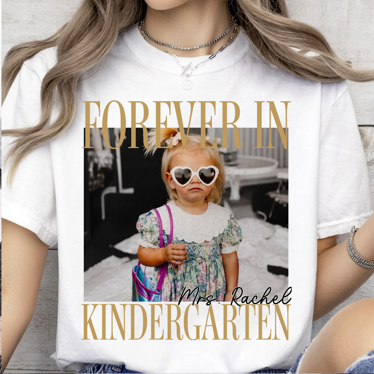 Custom Photo Forever In Kindergarten Shirt, Personalized Teacher Team Tee, Back To School Gift 685843
