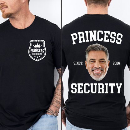 Custom Photo Princess Security Pocket & Back Dark Shirt | Personalized T-Shirt Gift For Father's Day 684680