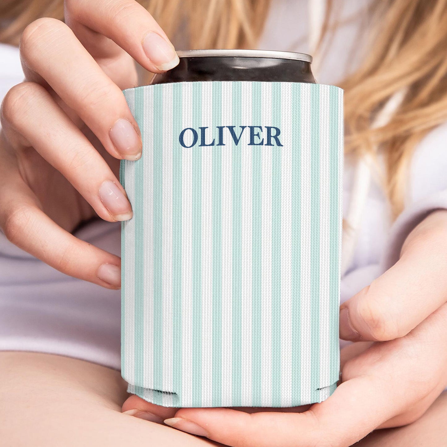 Personalized Monogrammed Can Cooler, Custom Name Can Sleeve, Summer Party Favor, Beach Trip Gift 685543