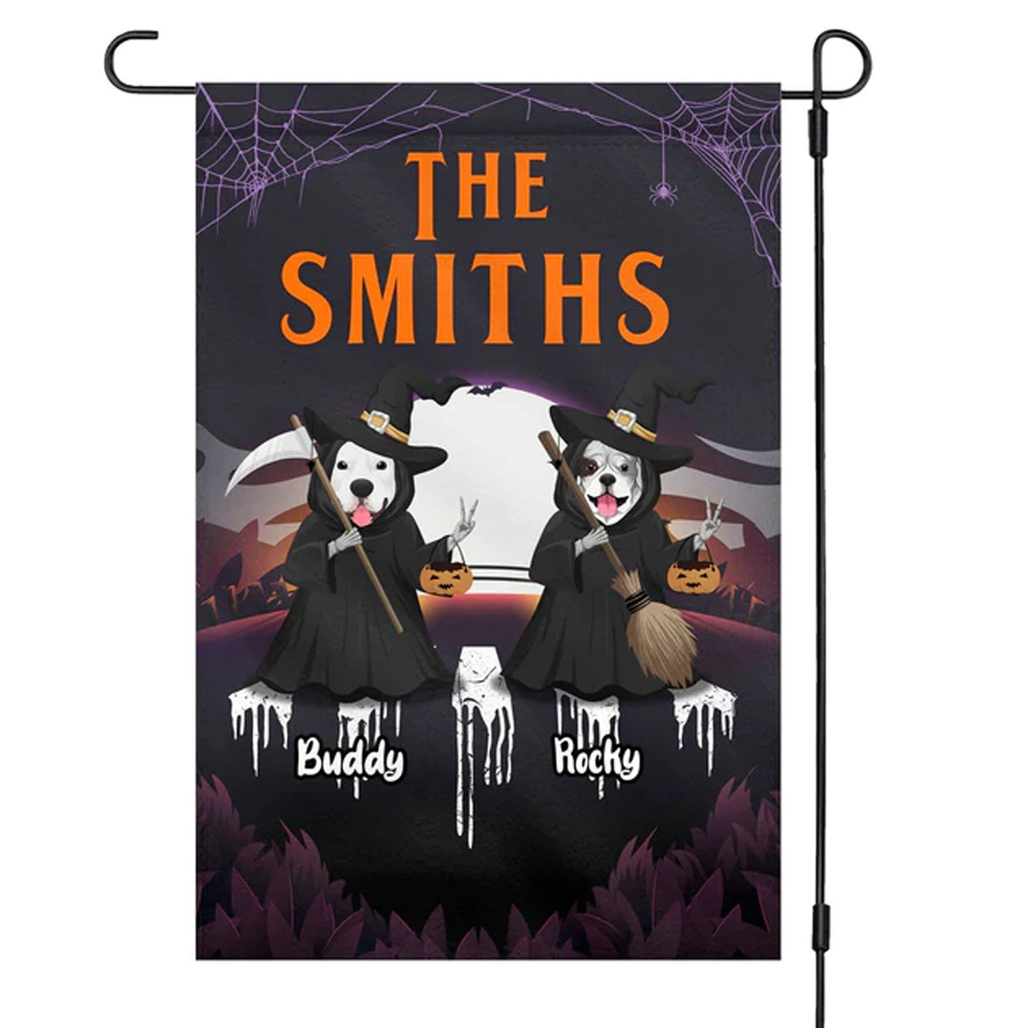 Halloween The Witches Dog Personalized Custom Garden Flag