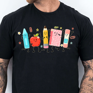 Cute School Supplies Dark Shirt, Crayon Pencil Notebook Tee, Back To School Gift 685726