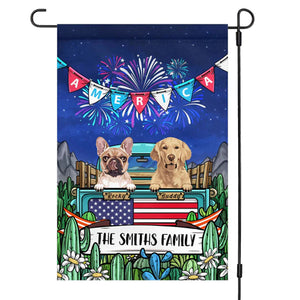 Happy Fourth Of July Personalized Custom Dog Garden Flag