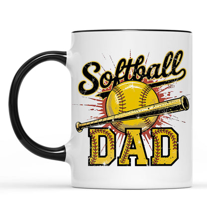 Softball Dad Mug | Game Day Coffee Cup for Sports Dad, Coach | Father’s Day Gift for Husband, Senior Night Mug 682252