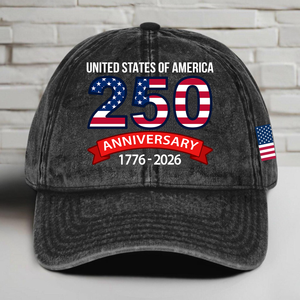 United States Of America 250 Anniversary Vintage Washed Denim Baseball Cap | Patriotic 4th of July Hat 684422