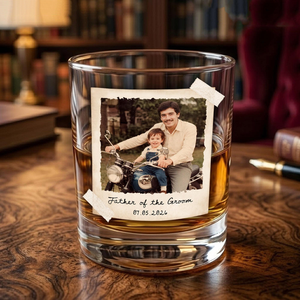 Custom Photo Polaroid Whiskey Glass, Personalized Wedding Rocks Glass, Gift For Dad 686521 WFD