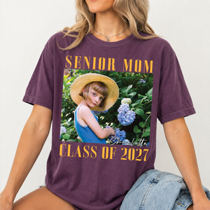 Custom Photo Senior Mom Comfort Colors Shirt, Class Of 2027 Shirt, Personalized Graduation Gift 685635