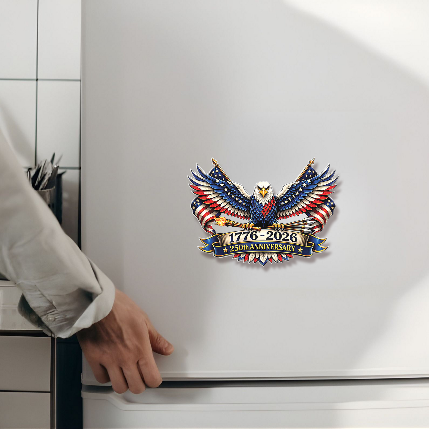 America 250 Years Anniversary Fridge Magnet | Patriotic 1776–2026 Semiquincentennial Eagle Decor 684629