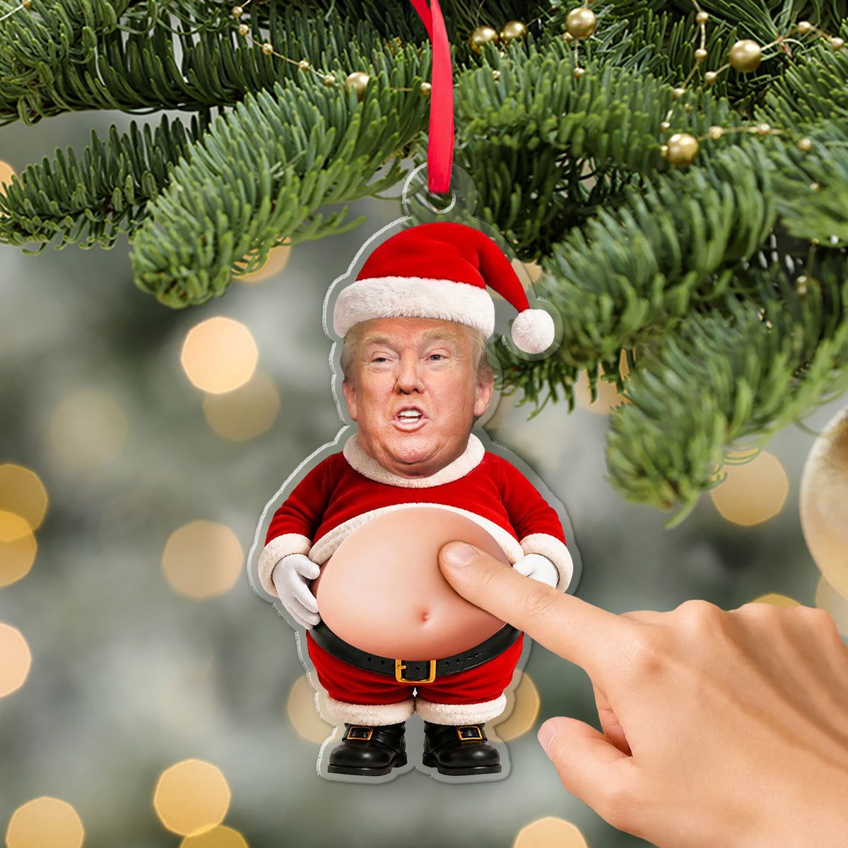 Personalized Trump Santa Squishy Acrylic Ornament, Funny Christmas Tree Decor 686015