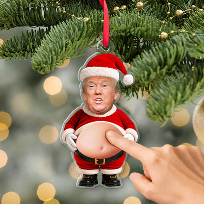 Personalized Trump Santa Squishy Acrylic Ornament, Funny Christmas Tree Decor 686015