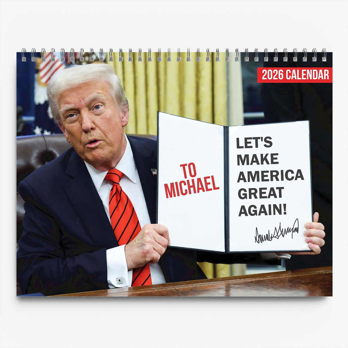 President Donald Trump Autographed Calendar 2026 | Personalized Custom Name Wall Calendar 683373 - GOP