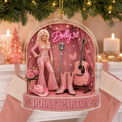 Dolly Parton Memorial Acrylic Ornament, Pink Country Music Tribute Christmas Decor 686101 WFD