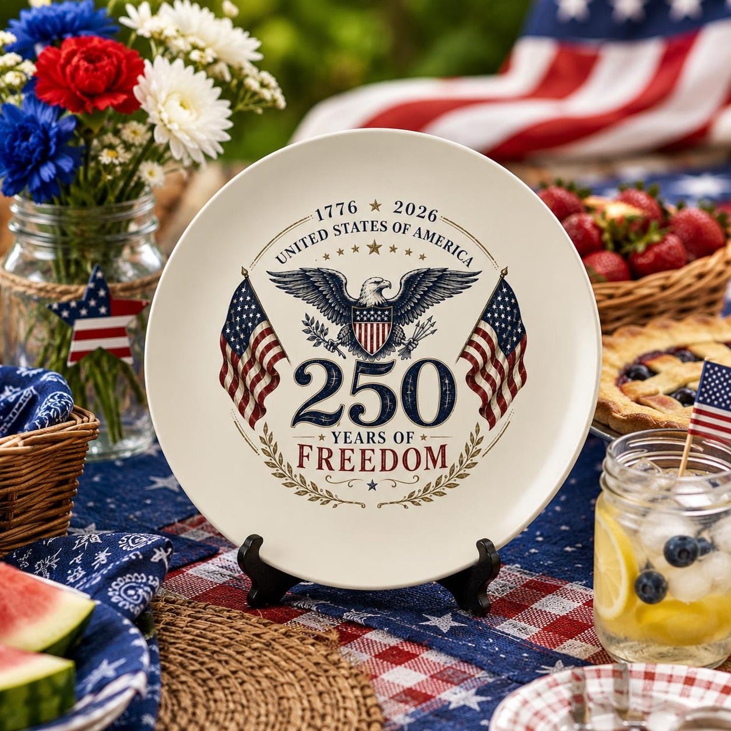 250 Years Of Freedom Jewelry Dish | Vintage Patriotic Trinket Tray | 4th Of July Gift 685306