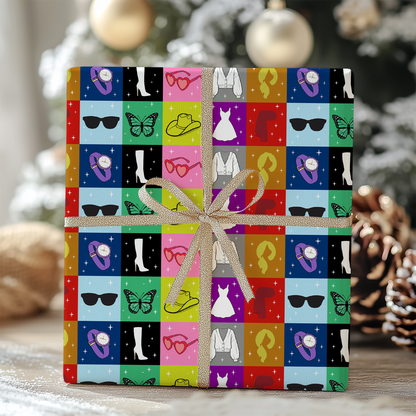 Colorful Pop Art Dolly Parton Christmas Wrapping Paper, Country Music Tribute Paper, Christmas Gift Wrap For Dolly Fan 686300