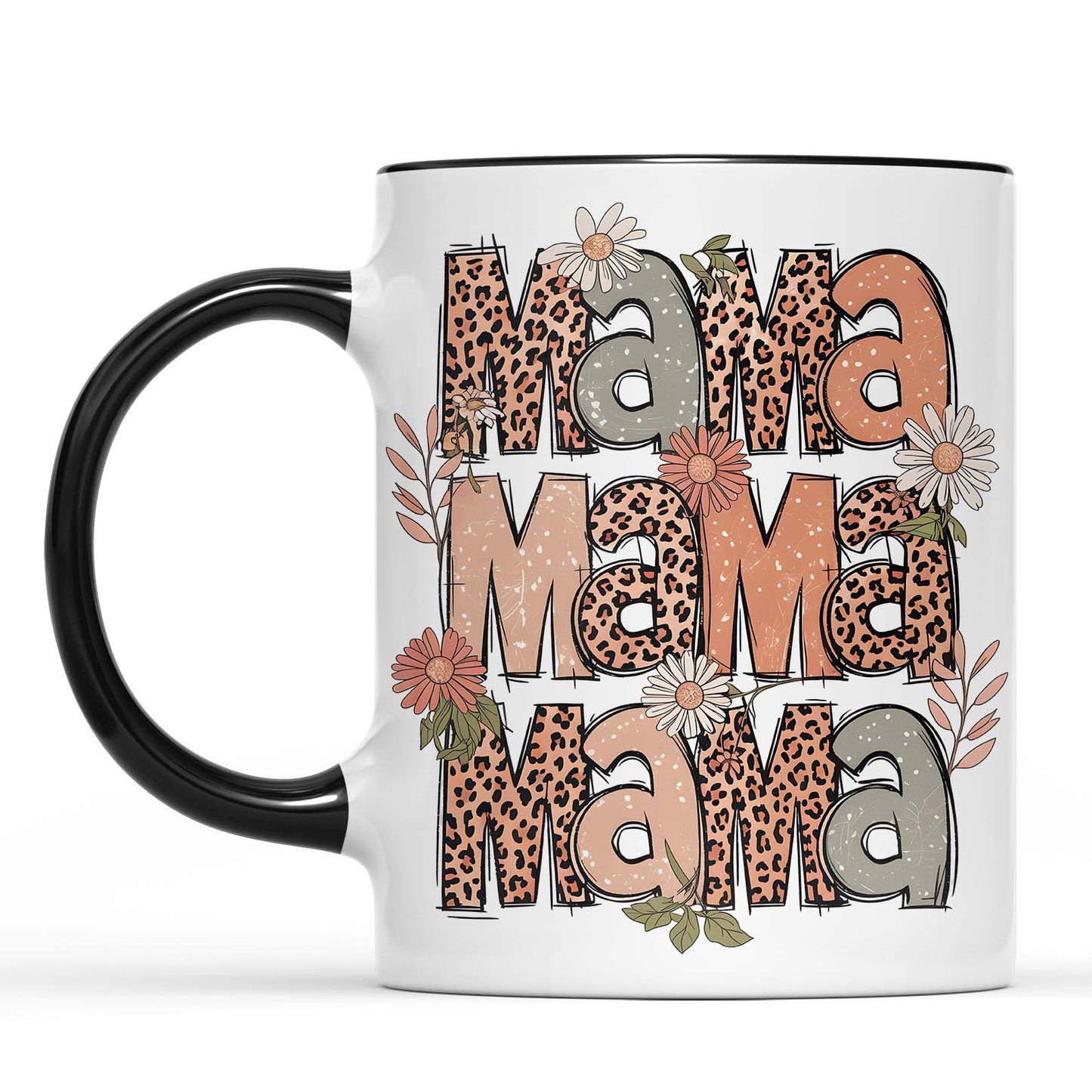 Retro Leopard Mama Mug – Boho Floral Coffee Cup For Trendy Moms, Mother's Day Gift Idea 682138