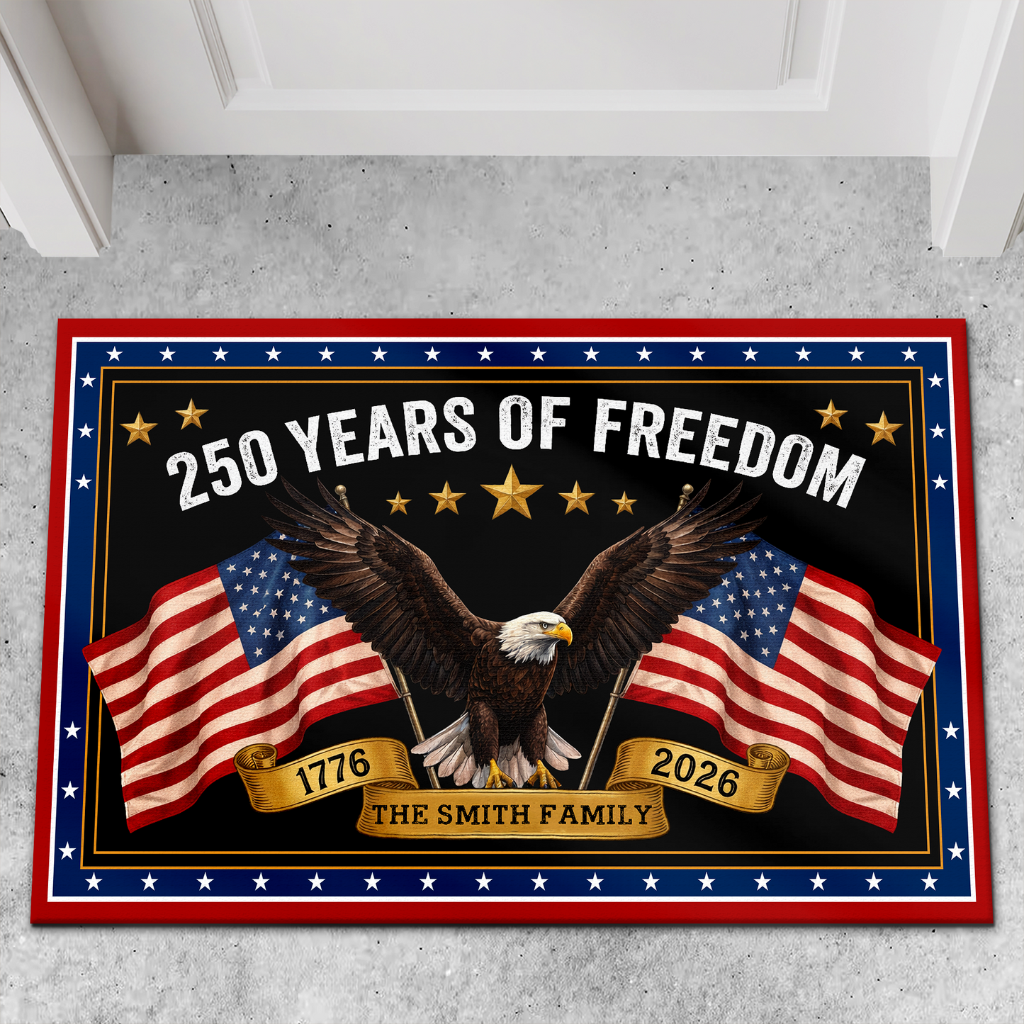 Personalized America 250 Years Of Freedom Doormat | Patriotic Eagle House Decor 684660