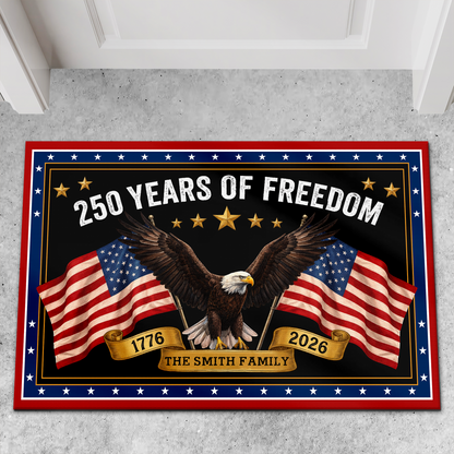 Personalized America 250 Years Of Freedom Doormat | Patriotic Eagle House Decor 684660