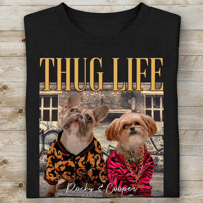 Thug Life Live Preview Custom Your Pets Tee | Retro Vintage Portrait Bootleg shirt | Personalized with Your Own Dog or Cat Photo 683448
