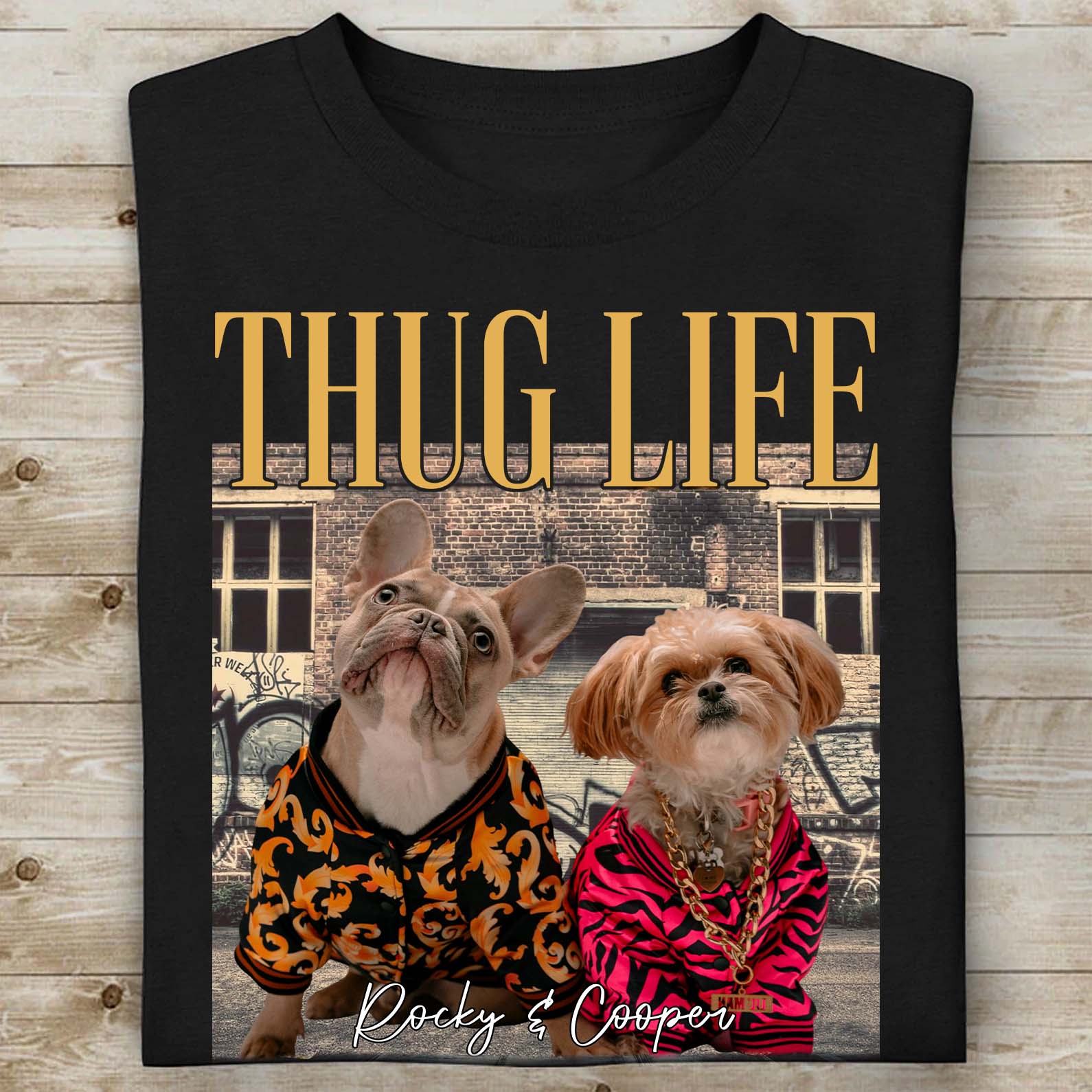 Thug Life Live Preview Custom Your Pets Tee | Retro Vintage Portrait Bootleg shirt | Personalized with Your Own Dog or Cat Photo 683448