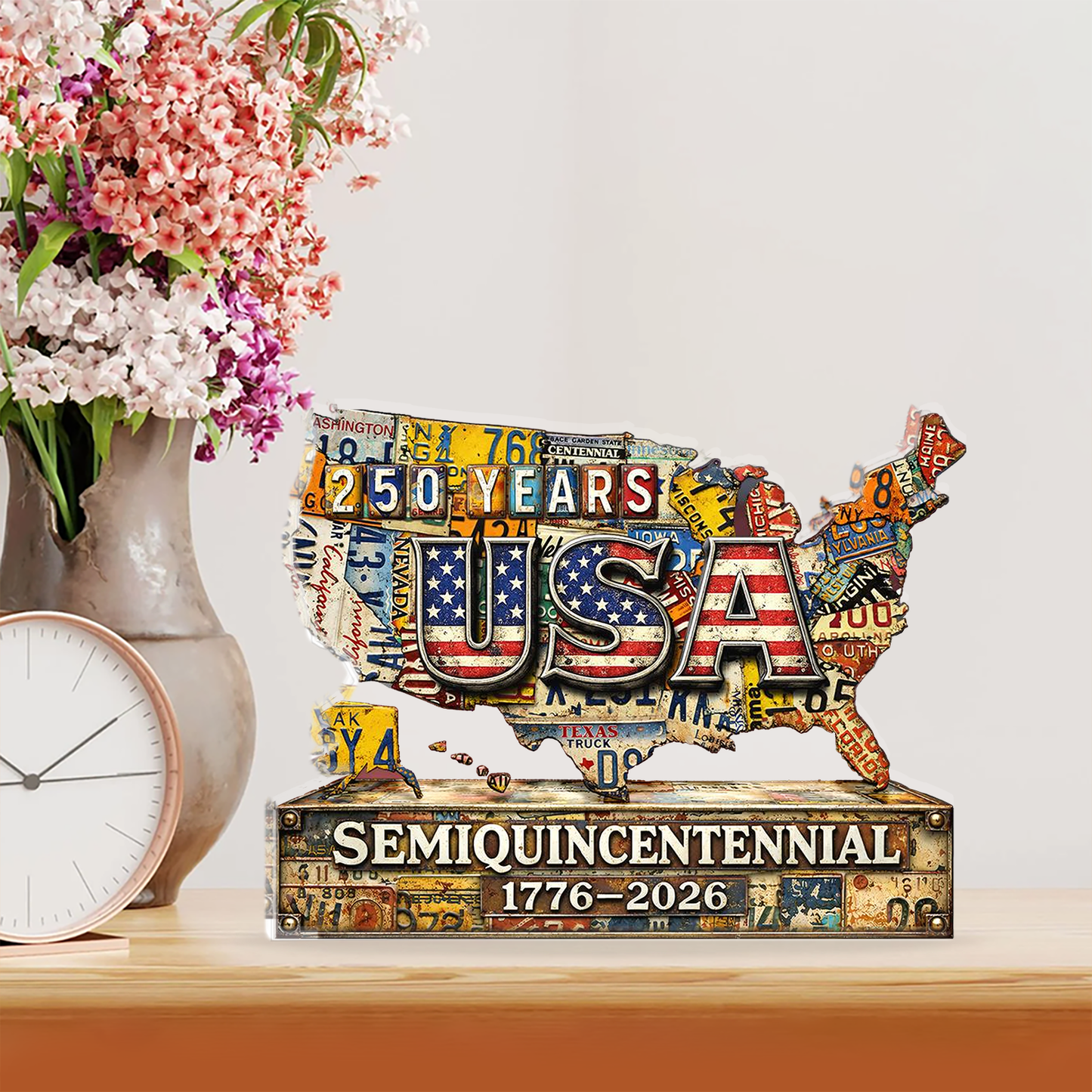 USA 250 Years Anniversary Acrylic Block Plaque | Independence Day Patriotic Acrylic Block 684640