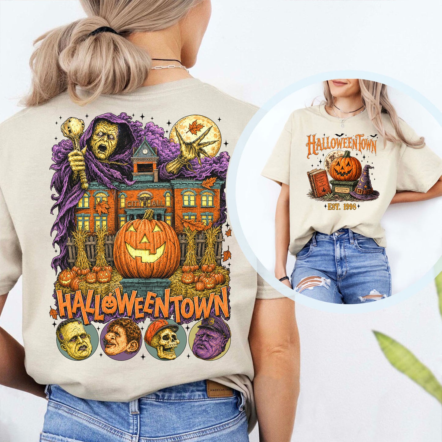 Halloweentown Est 1998 Front And Back Bright Shirt, Halloween Unisex Graphic T-Shirt 685680