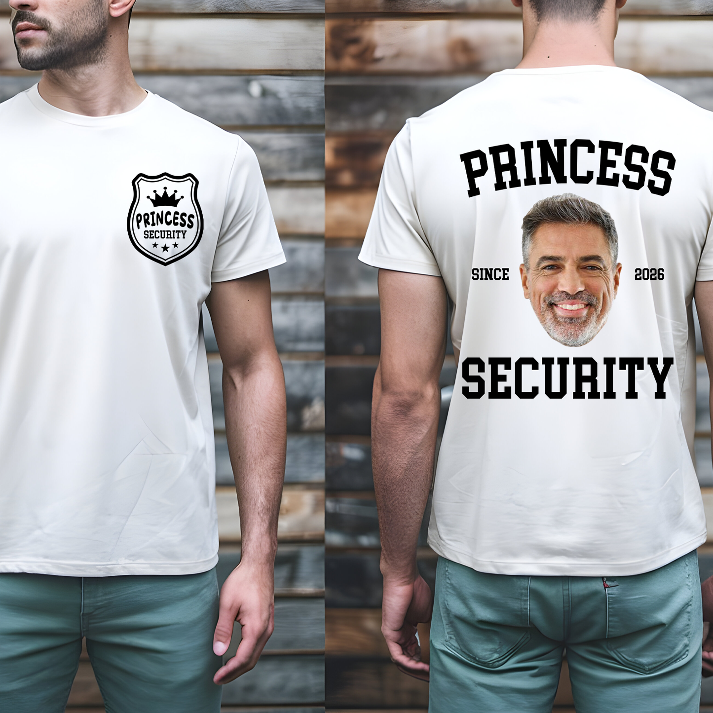 Custom Photo Princess Security Pocket & Back Bright Shirt | Personalized T-Shirt Gift For Father's Day 684680