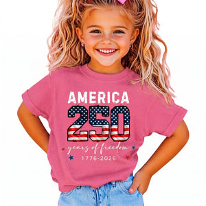America 250 Years Of Freedom Kid Shirt, USA 250th Anniversary Tee, Patriotic 4th Of July Shirt 685200