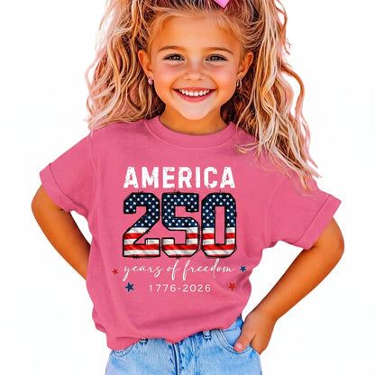 America 250 Years Of Freedom Kid Shirt, USA 250th Anniversary Tee, Patriotic 4th Of July Shirt 685200