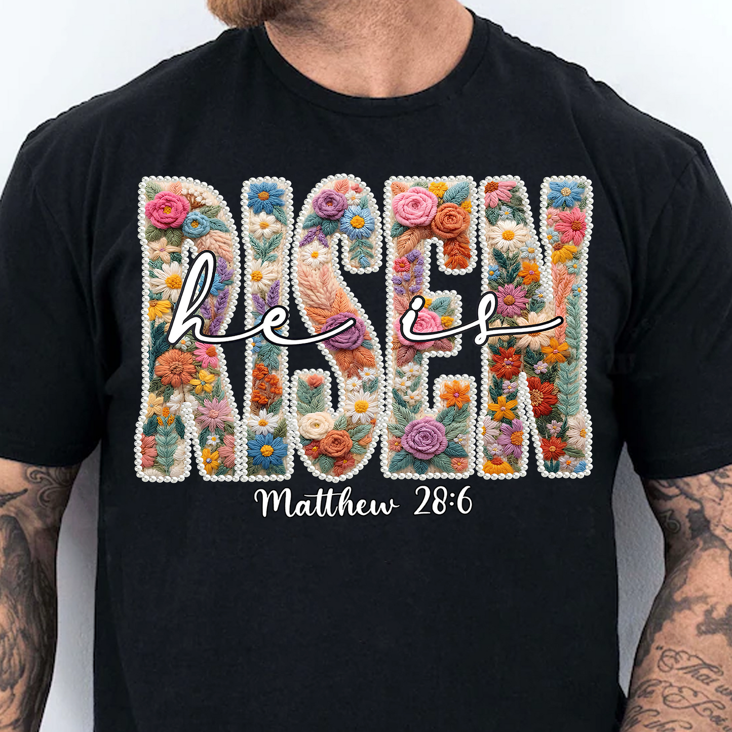 Floral Spring Pearl He Is Risen Dark Shirt | Easter Day T-Shirt 684439
