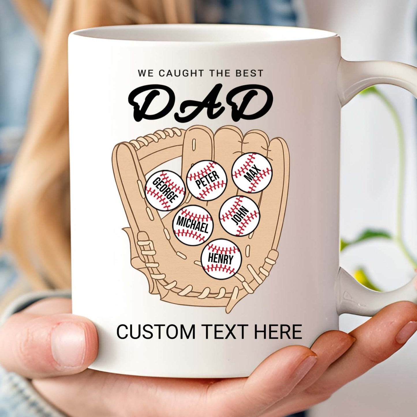 We Caught The Best Dad | Personalized Custom Baseball Dad Mug With Kid's Name | Gift For Dad, Husband | Father's Day Gift 682234