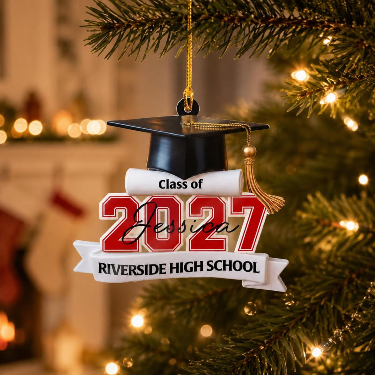 Personalized Class Of 2027 Acrylic Ornament, Custom Christmas Gift For Senior 686365 WFD