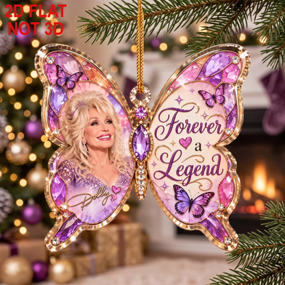 Dolly Parton Memorial Christmas Acrylic Ornament, Butterfly Christmas Keepsake Gift 686522