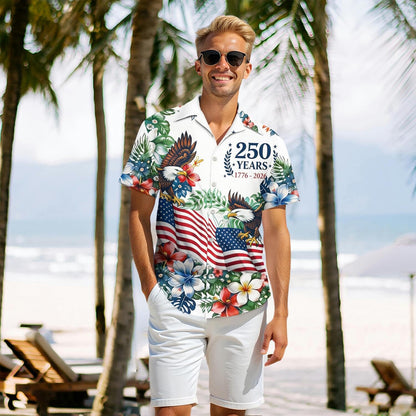 USA 250th Anniversary Hawaiian Shirt, Patriotic Eagle 4th Of July AOP Hawaii Shirt 685256