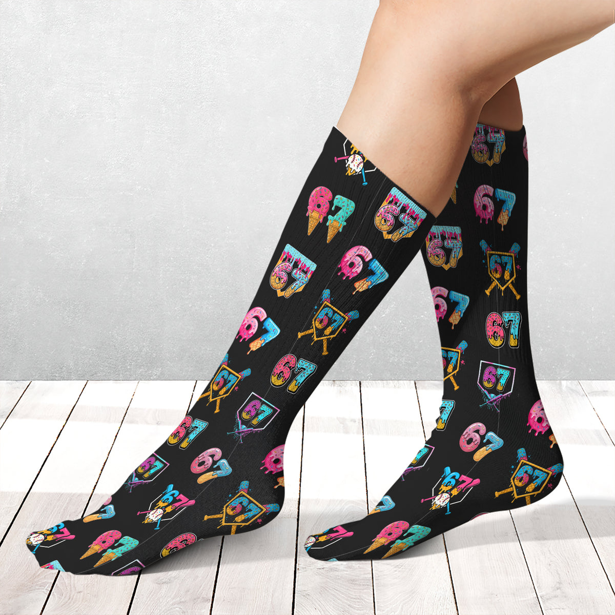 Funny Six Seven Ice Cream Meme Socks | SIx Seven Christmas Socks | Gift for Men Women 683672