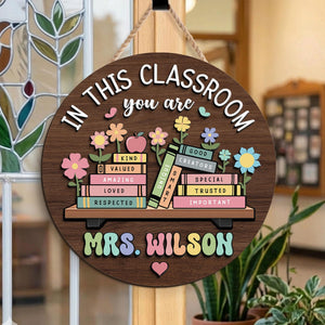 Custom Teacher Name Wooden Sign, Personalized Back To School Door Hanger, Teacher Appreciation Gift 685434 WFD