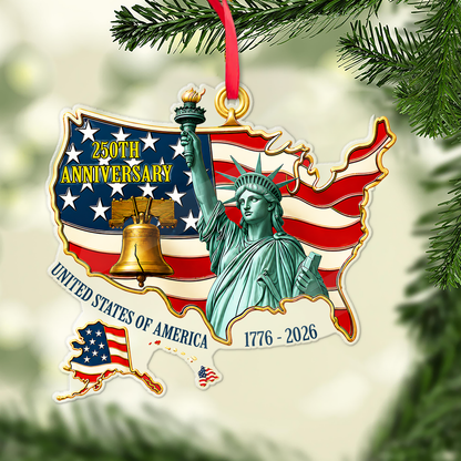 USA 250th Anniversary Acrylic Ornament, 1776-2026 Patriotic Christmas Decor 685913
