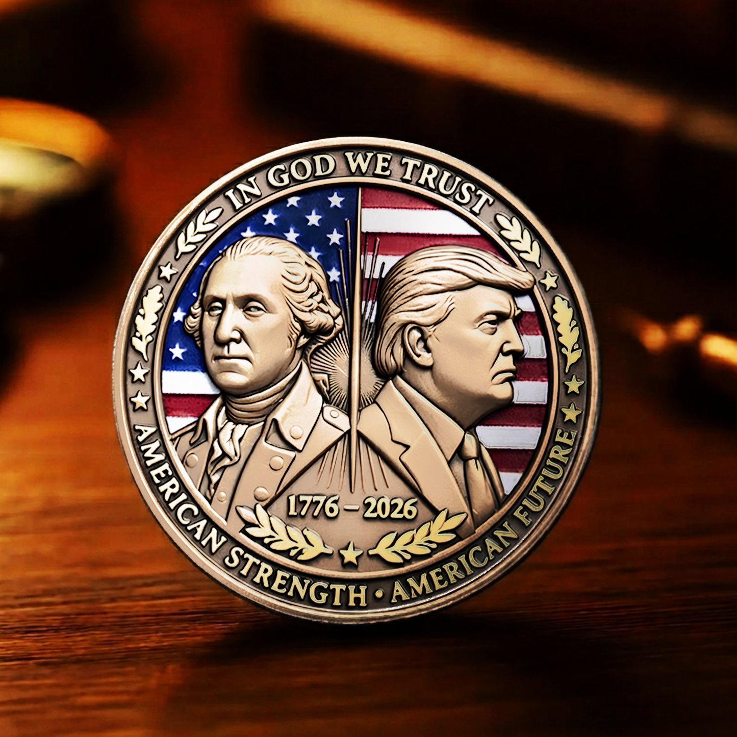 In God We Trust Commemorative Coin, Trump & Washington 250th Anniversary Coin 685794