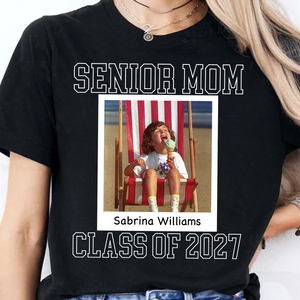 Custom Photo Senior Mom 2027 Vintage Dark Shirt, Class Of 2027 Tee, Personalized Graduation Gift 685686