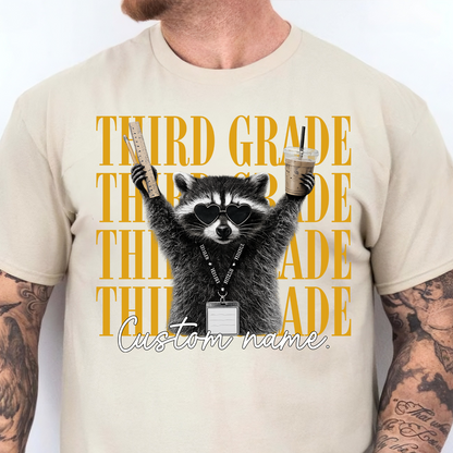 Personalized Grade Level Teacher Bright Shirt, Funny Raccoon Teacher Team Tee, Back To School Gift 685709