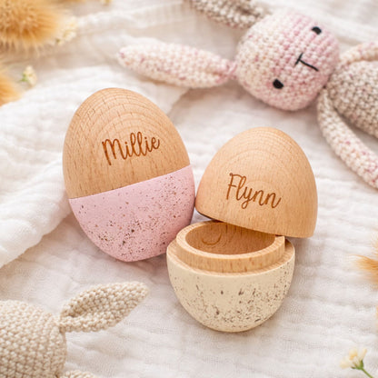 Personalized Wooden Easter Egg | Custom Speckled Beech Wood Fillable Egg | Custom Easter Gift 684465