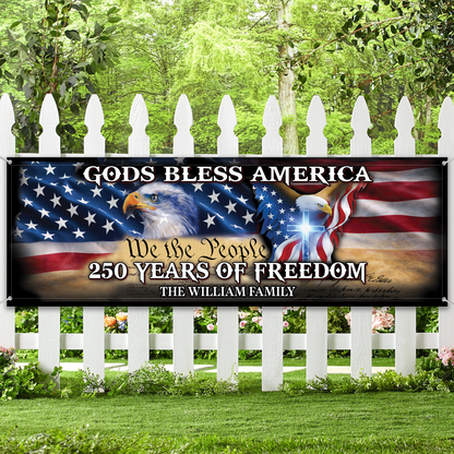 Personalized America 250 Years Anniversary Banner Flag | Patriotic God Bless America Banner 684541