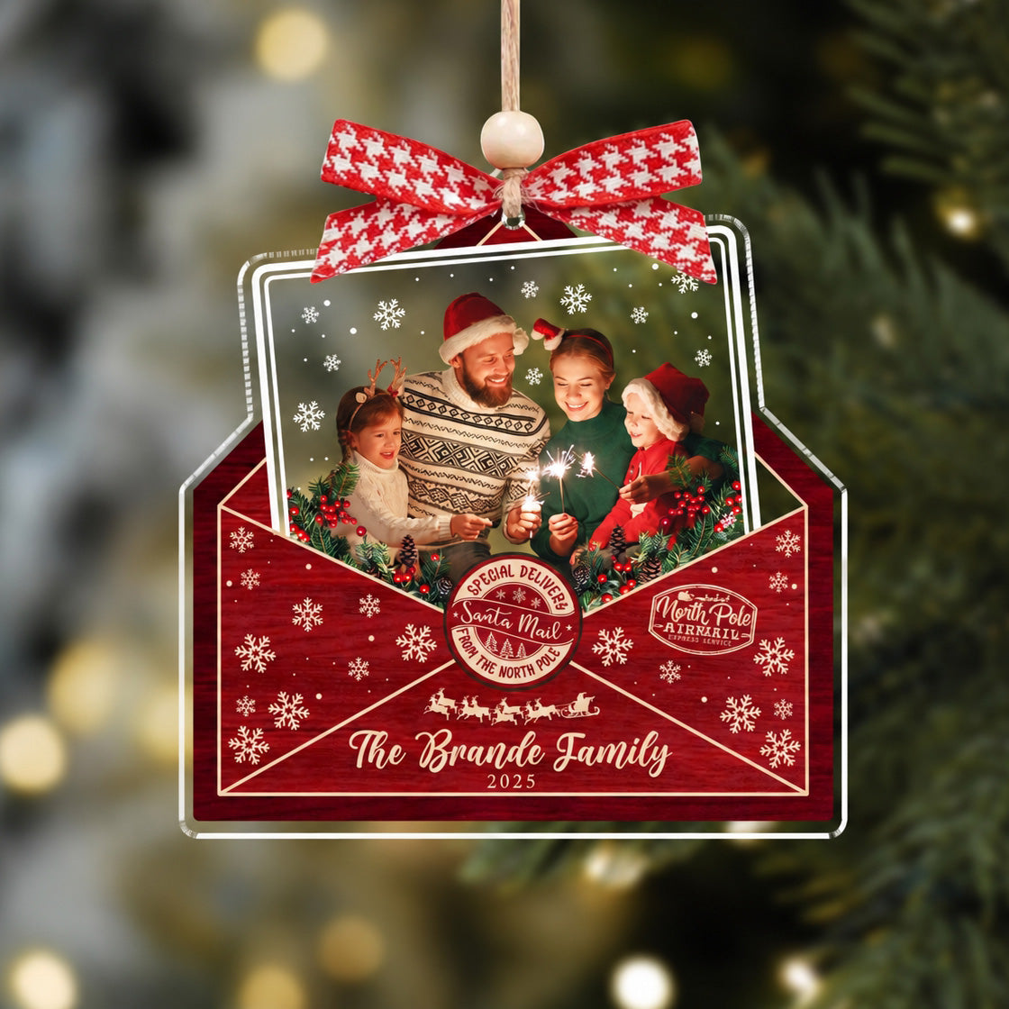 Custom Family Photo Acrylic Ornament, Personalized Christmas Envelope Ornament, Holiday Keepsake Gift 686439 WFD