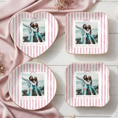Custom Bestie Photo Jewelry Dish, Personalized Best Friend Trinket Tray, Birthday Gifts For Bestie 685595