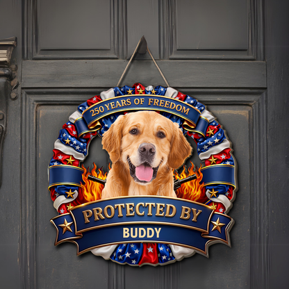 Custom Dog Photo America 250 Years Of Freedom Wooden Sign | Patriotic 4th Of July Wood Sign 684703