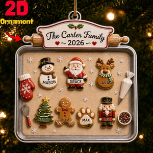 Personalized Christmas Cookie Tray Acrylic Ornament, Custom Family & Pet Name Christmas Tree Decoration 686893 WFD